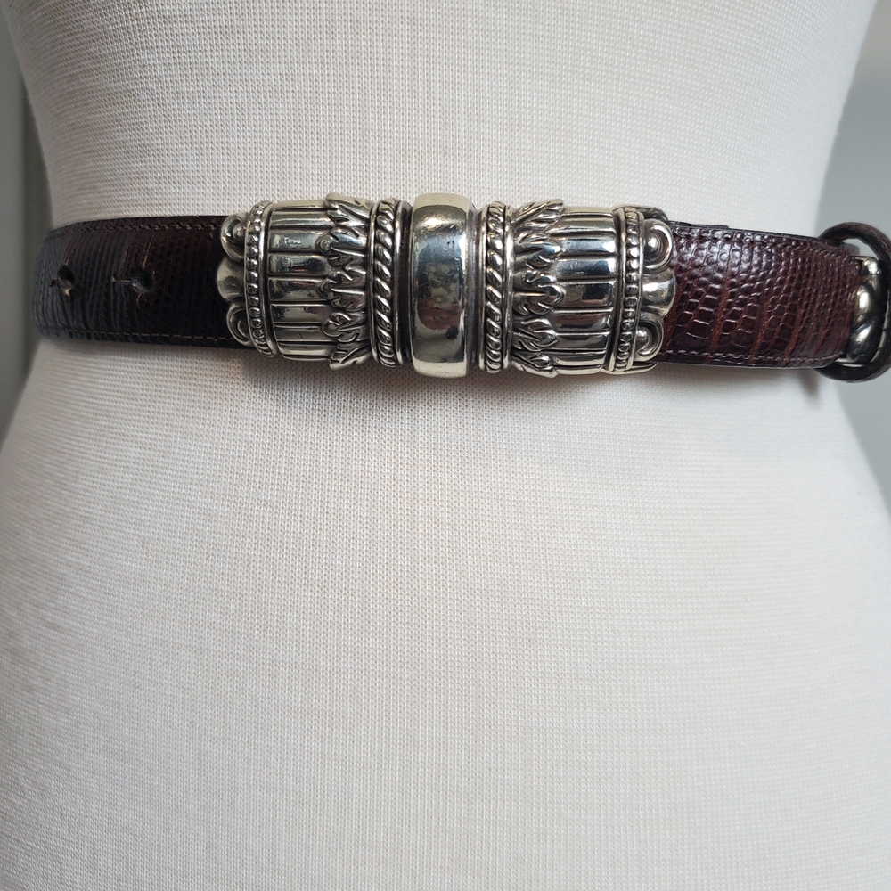Brighton Tan Leather Belt with Black Logo